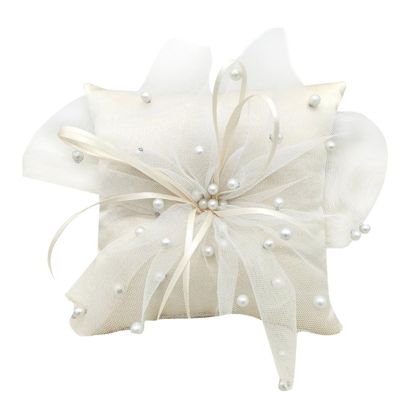 Ring Bearer Pillow - 31BB Ручная жемчужная подушка белые кольца
